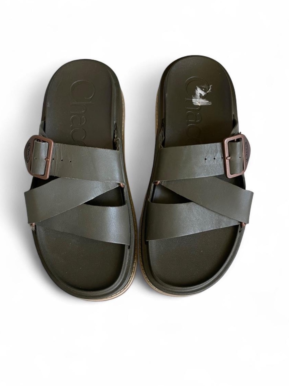 Chaco Townes Midform olive Slide Sandals with Buckle - Picture 2 of 4